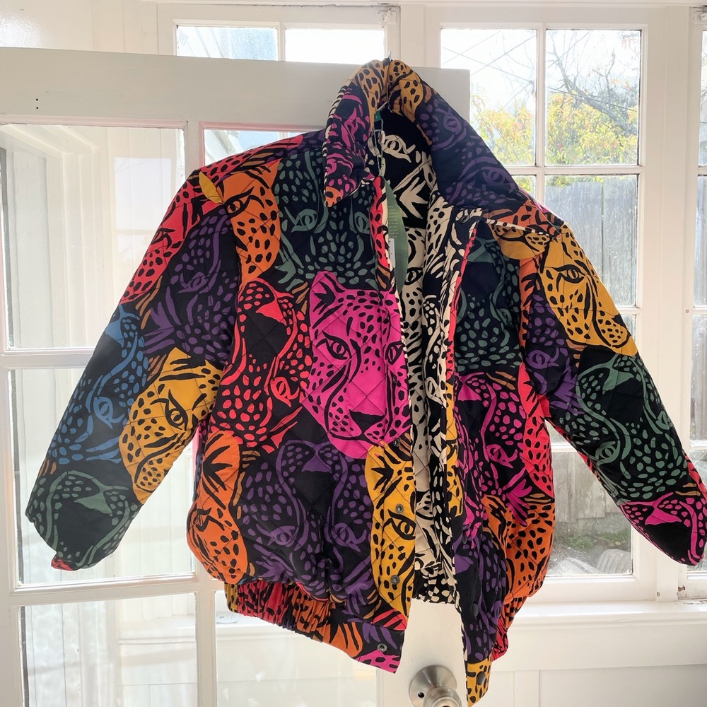 NWT Farm Rio Reversible jaguar Puffer Jacket